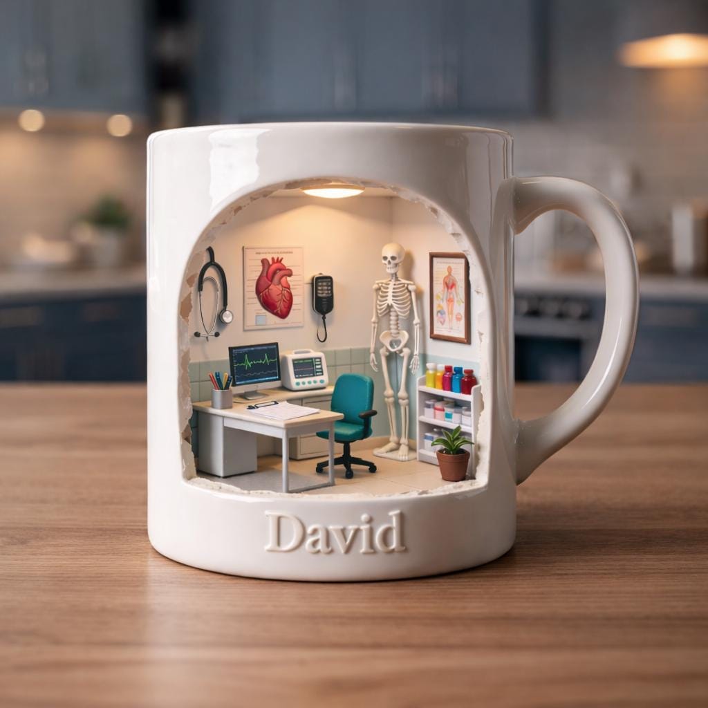 Personalized Doctor Mug Gift, Custom Name Medical Office Coffee Cup, Anatomy Clinic Design, Gift for Doctor Him Her