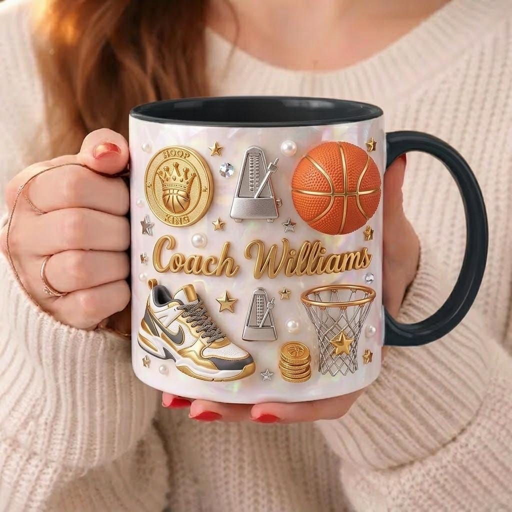 Personalized Basketball Mug Custom Coach Name Gift Basketball Lover Cup Coach Appreciation Present Sports Coffee Mug Team Gift