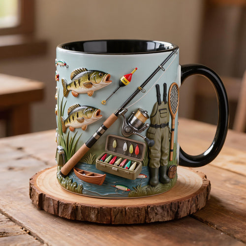 Fishing Mug Gift for Men , Angler Coffee Mug , Fisherman Gift | Fishing Lover Mug , Outdoor Coffee Cup , Gift for Dad