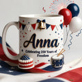 Personalized 4th of July Mug Custom Name Patriotic Coffee Cup Independence Day Gift USA Freedom Celebration Mug