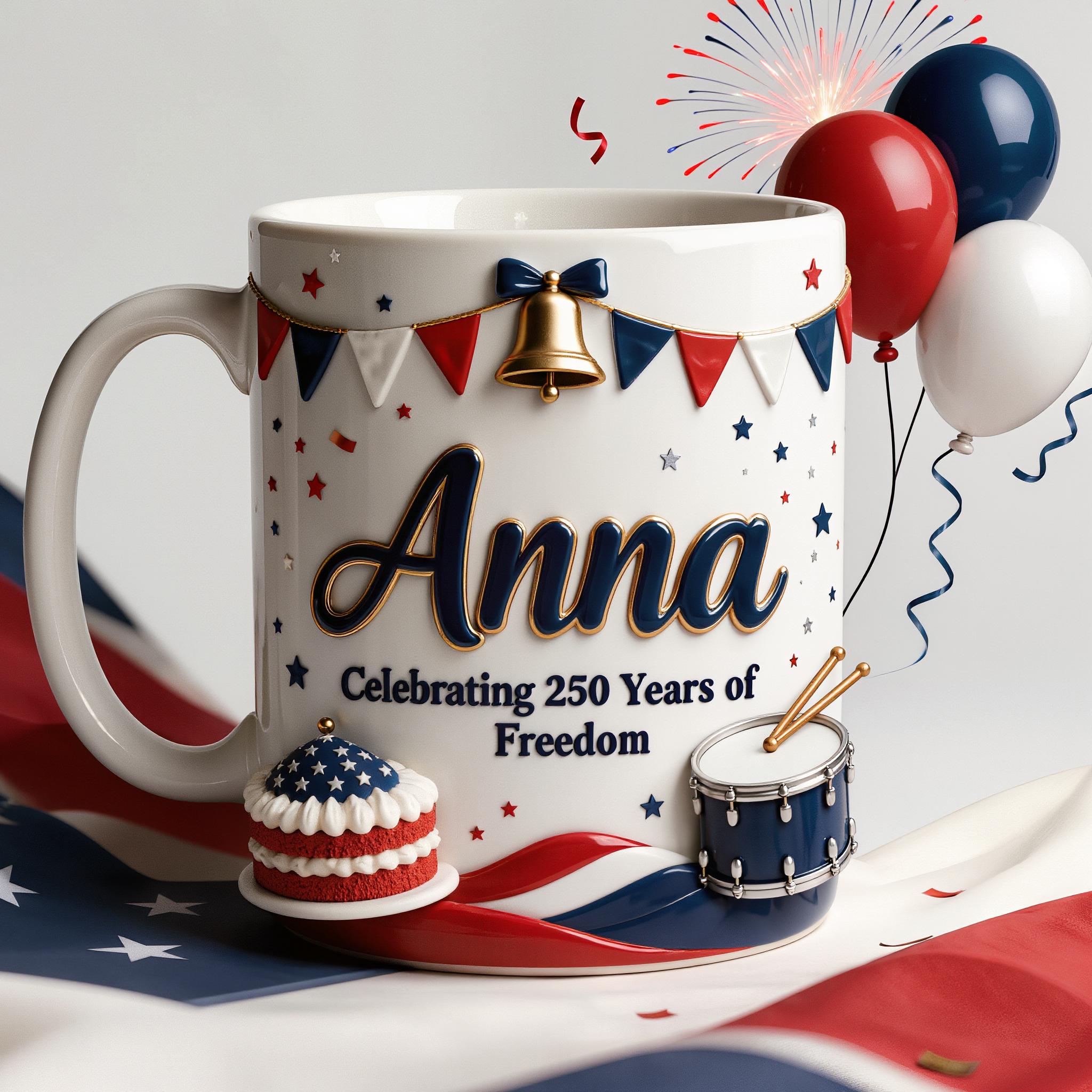 Personalized 4th of July Mug Custom Name Patriotic Coffee Cup Independence Day Gift USA Freedom Celebration Mug