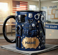 Personalized Police Uniform Mug 3D, Custom Name Cop Coffee Cup, Law Enforcement Gift