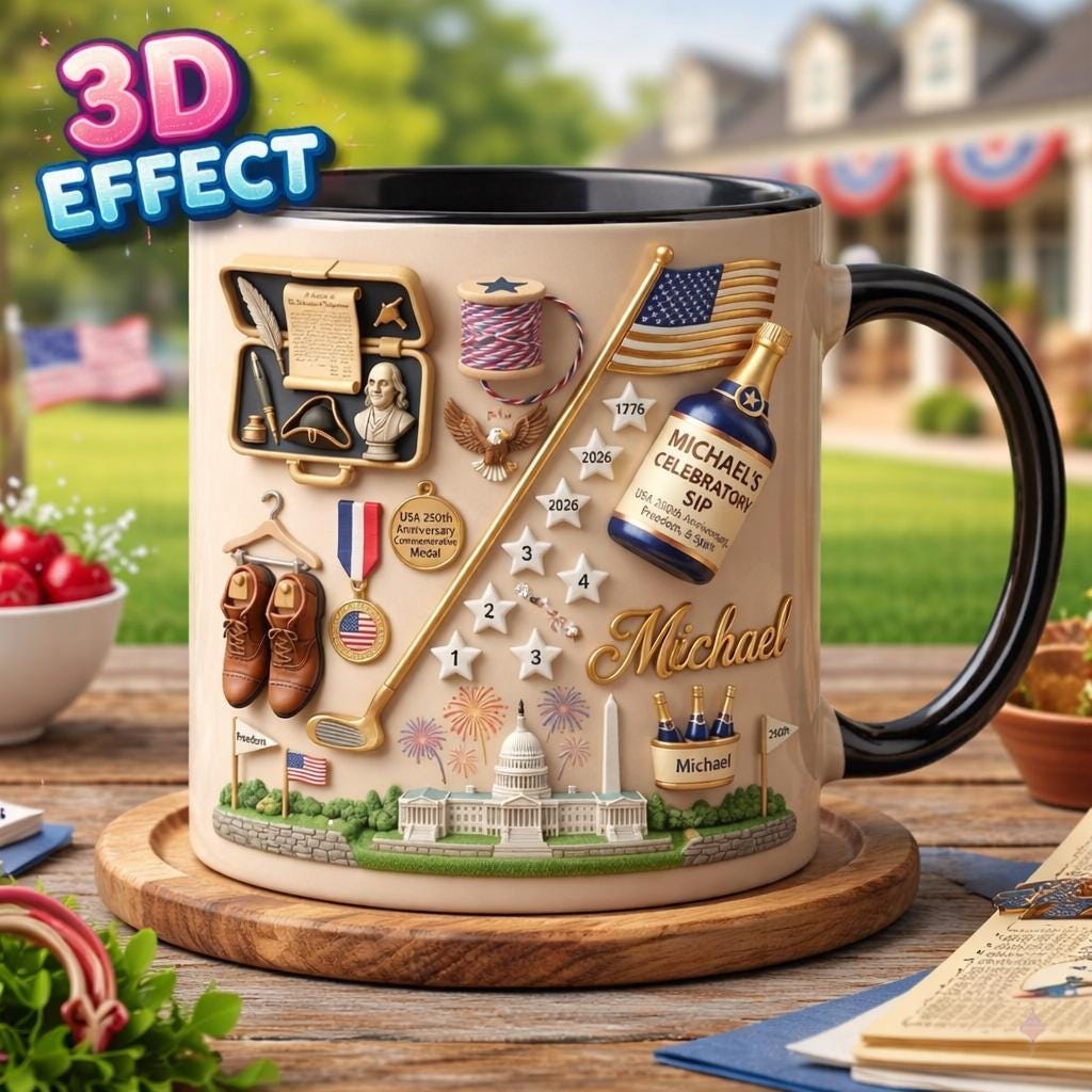 America 250th Anniversary Mug, Personalized Name Coffee Cup, USA Semiquincentennial Gift, 1776-2026 Patriotic Cup, Custom American Mug Gift