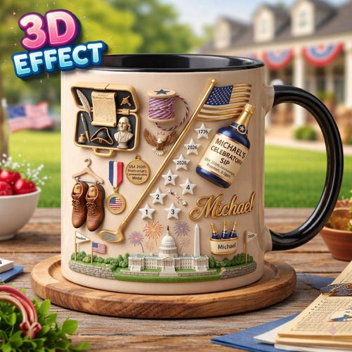 America 250th Anniversary Mug, Personalized Name Coffee Cup, USA Semiquincentennial Gift, 1776-2026 Patriotic Cup, Custom American Mug Gift