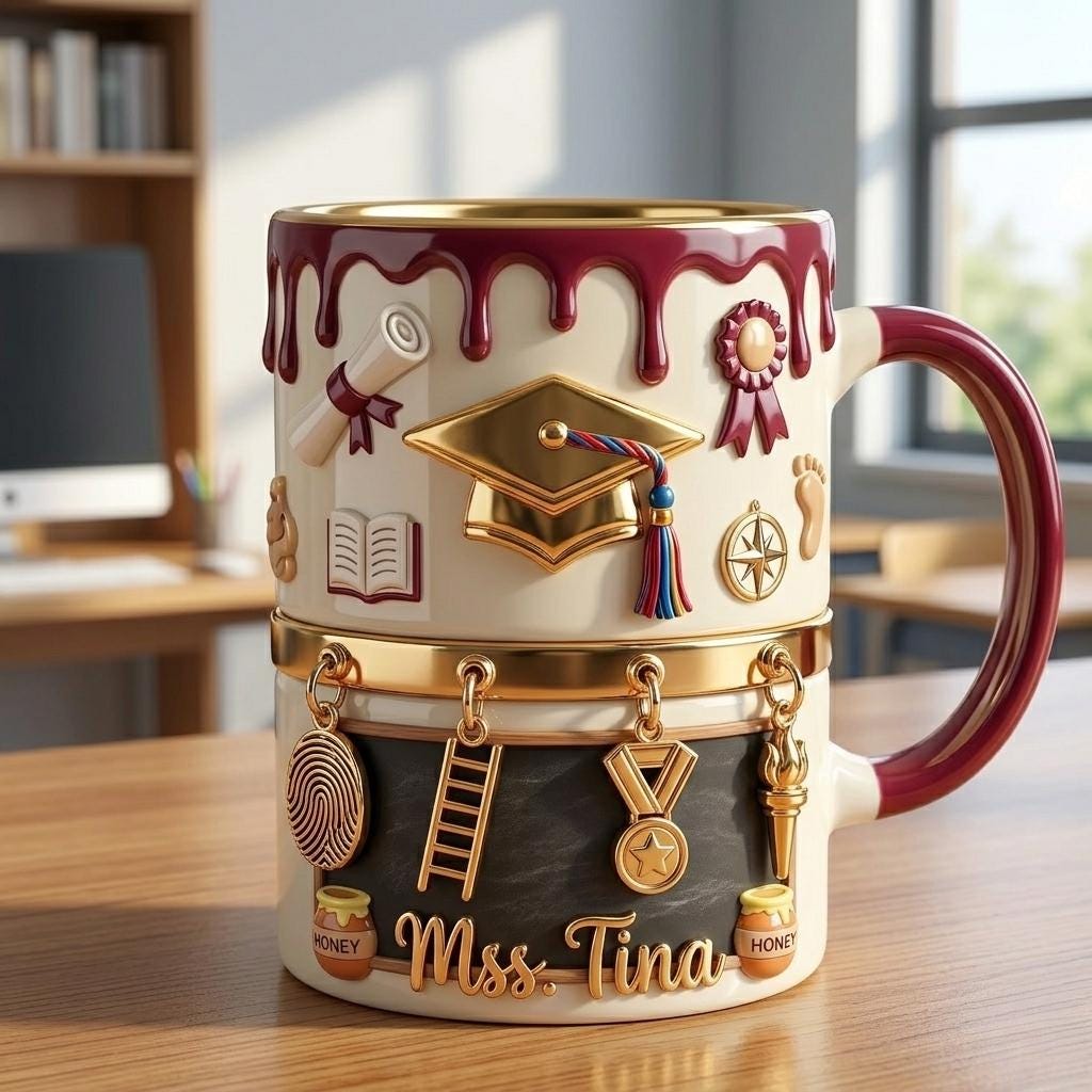 Personalized Graduation Mug with Name, Custom Teacher Coffee Mug, Graduation Gift for Teacher, School Achievement Gift Cup