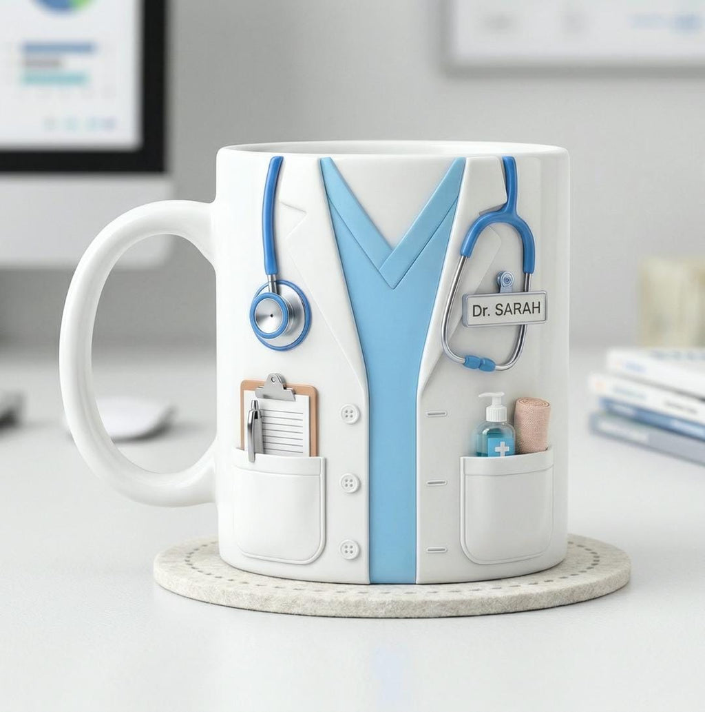 Name Doctor Mug, Custom Medical Coffee Cup, Doctor Appreciation Gift, Doctor Graduation Gift, Personalized Nurse & Physician Accent Mug