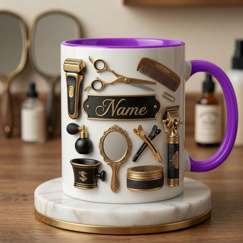 Personalized Hairstylist Mug 3D, Creative Salon Life Gift, Custom Name Coffee Cup, Faux 3D Effect Mug