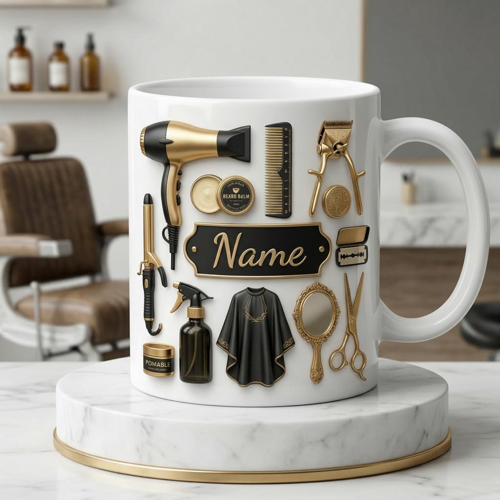 Personalized Hairstylist Mug 3D, Custom Stylist Name Coffee Cup (Faux 3D Effect)