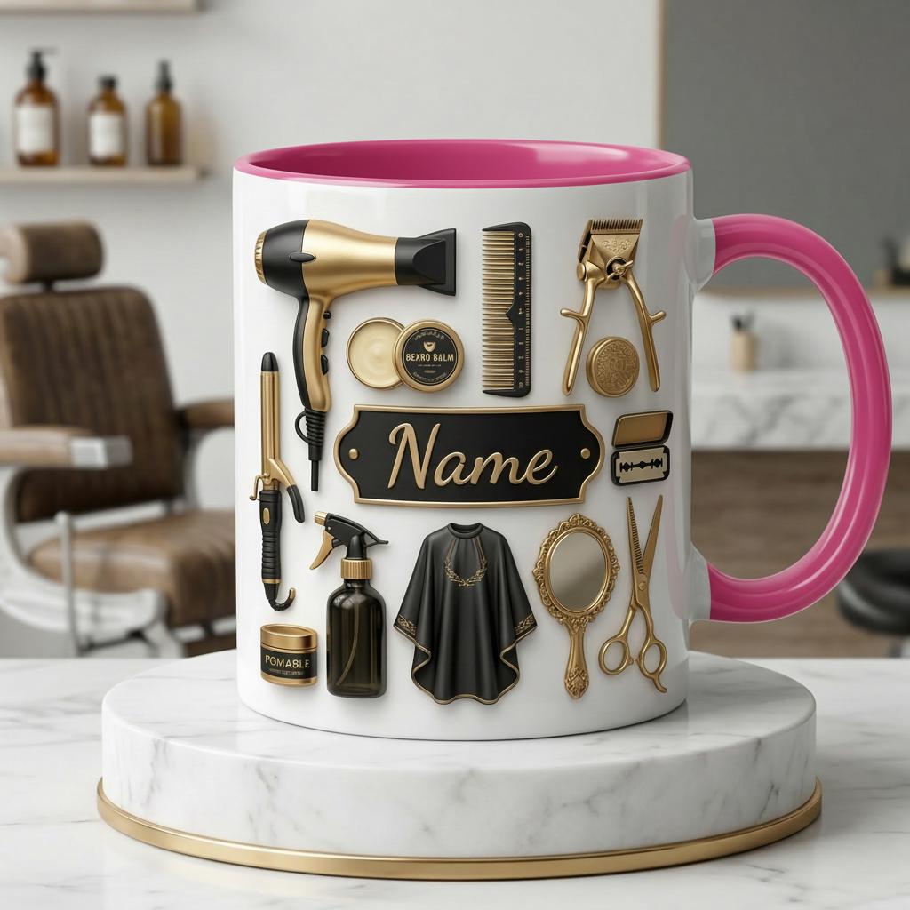 Personalized Hairstylist Mug 3D, Custom Stylist Name Coffee Cup (Faux 3D Effect)