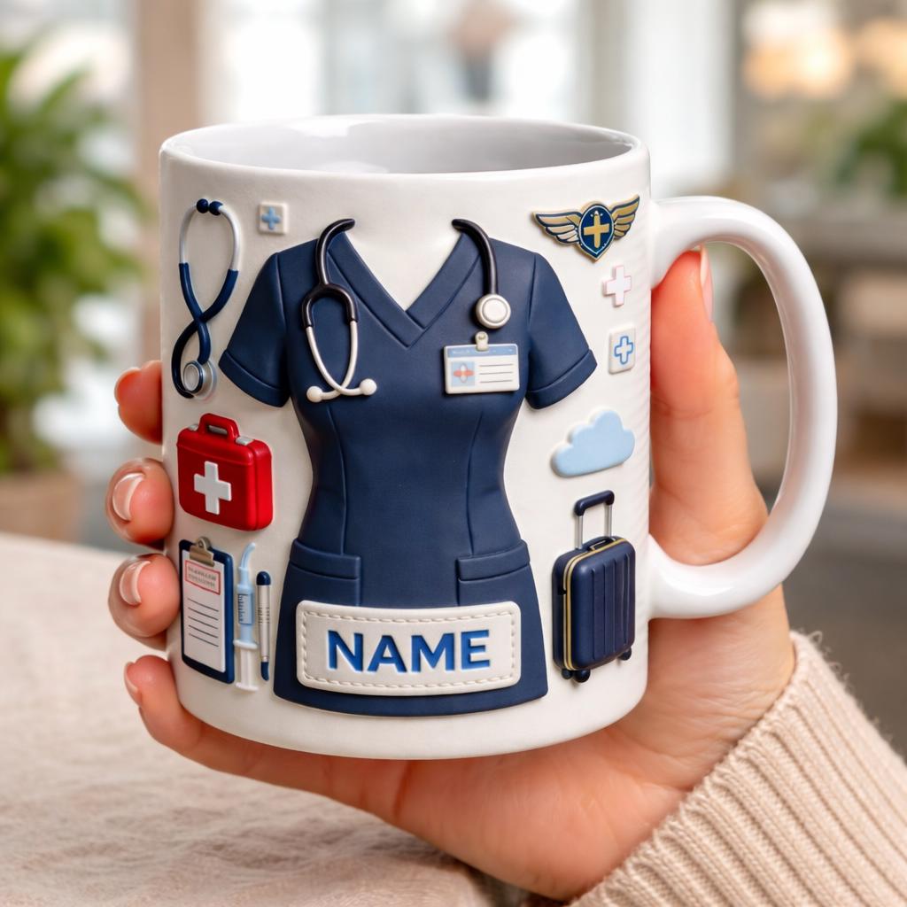 Personalized Nurse Mug, Custom Name Nurse Gift, RN Coffee Mug, Medical Scrubs Mug, Healthcare Worker Gift, Nurse Gift