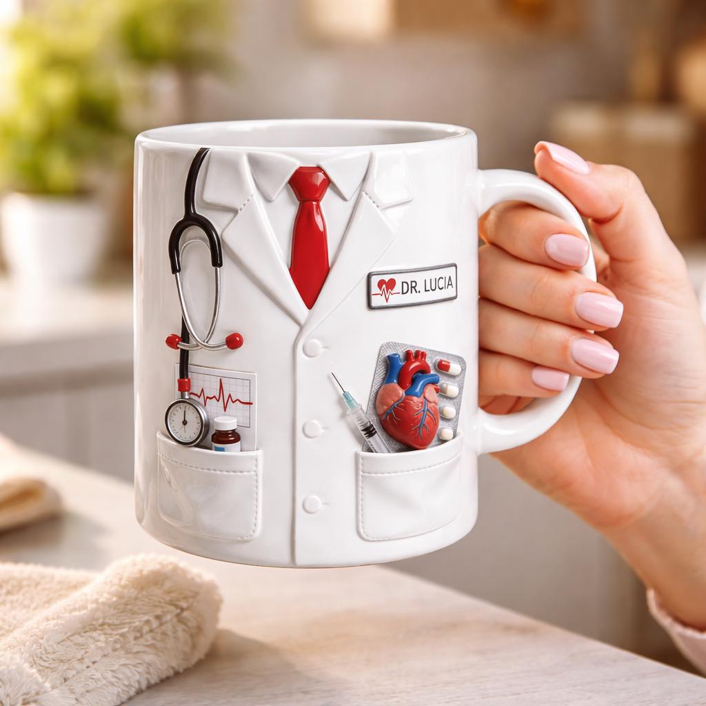 Personalized Doctor Mug, Custom Name MD Gift, Medical Coffee Mug, Cardiologist Mug, Healthcare Worker Gift, Doctor Appreciation Gift