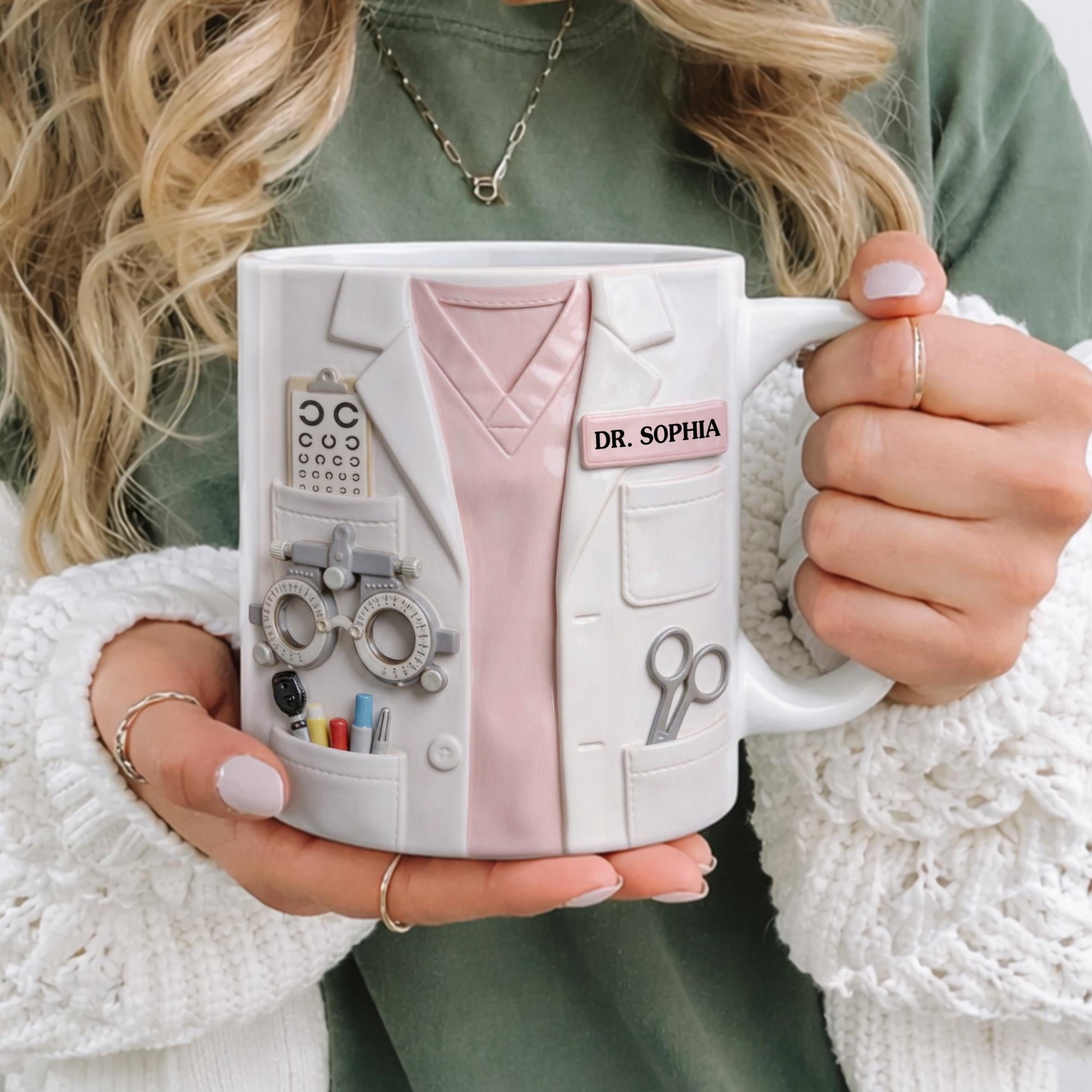 Personalized Doctor Mug, 2D Flat Mug Custom Gift for Doctors & Medical Students, Graduation Gift for Women, MD Graduation, Doctors Day Gifts