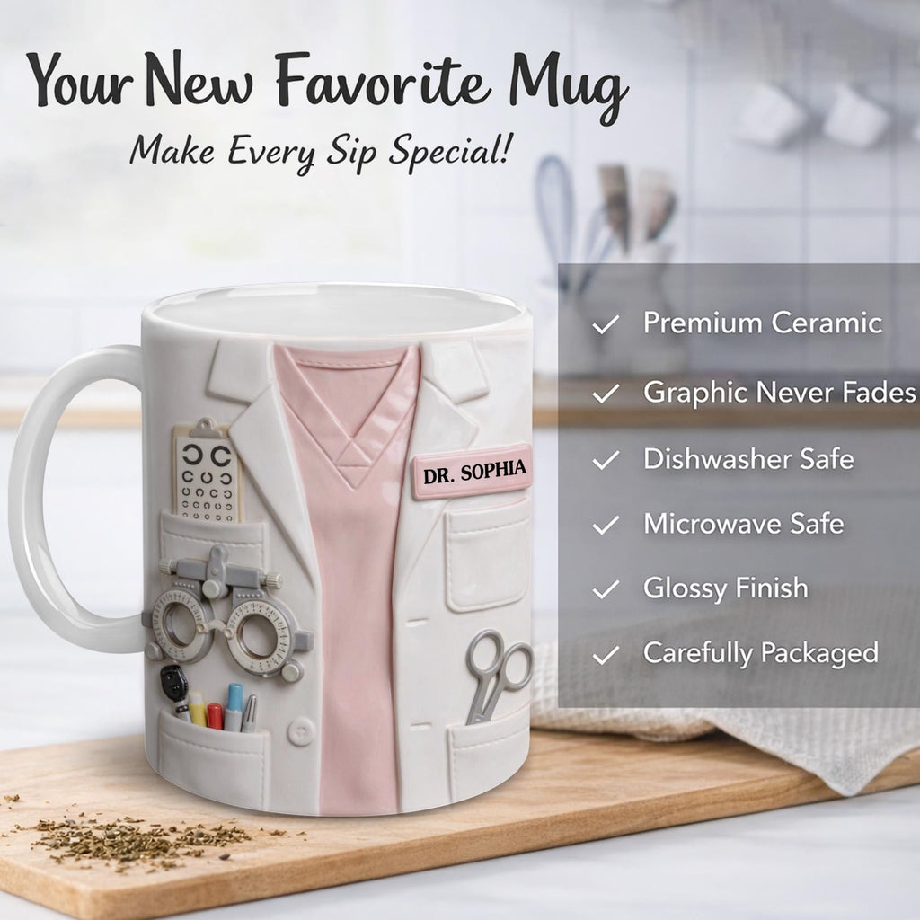 Personalized Doctor Mug, 2D Flat Mug Custom Gift for Doctors & Medical Students, Graduation Gift for Women, MD Graduation, Doctors Day Gifts
