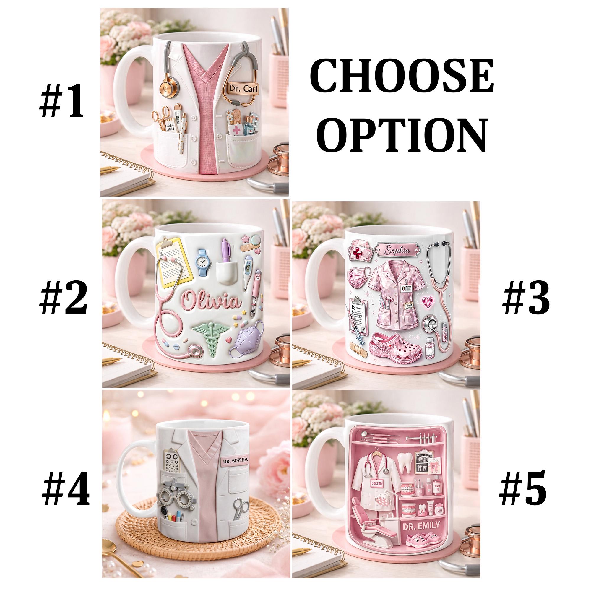 Personalized Doctor Mug, 2D Flat Mug Custom Gift for Doctors & Medical Students, Graduation Gift for Women, MD Graduation, Doctors Day Gifts