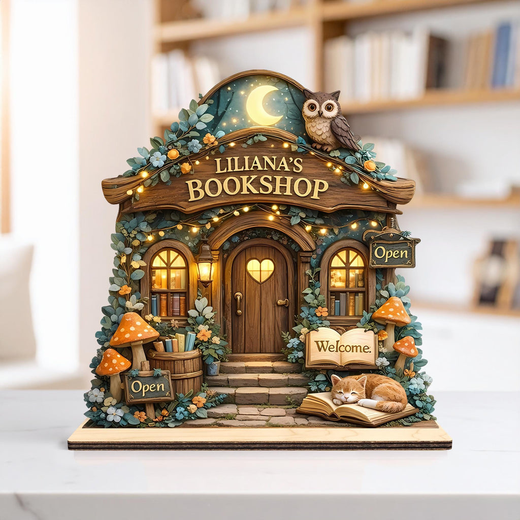 Custom Vintage Floral Bookstore Wooden Block, Bookshop Decor, Custom Book Lover & Reader Gift, Bookshelf Decore, Library Decor, Bookish Gift