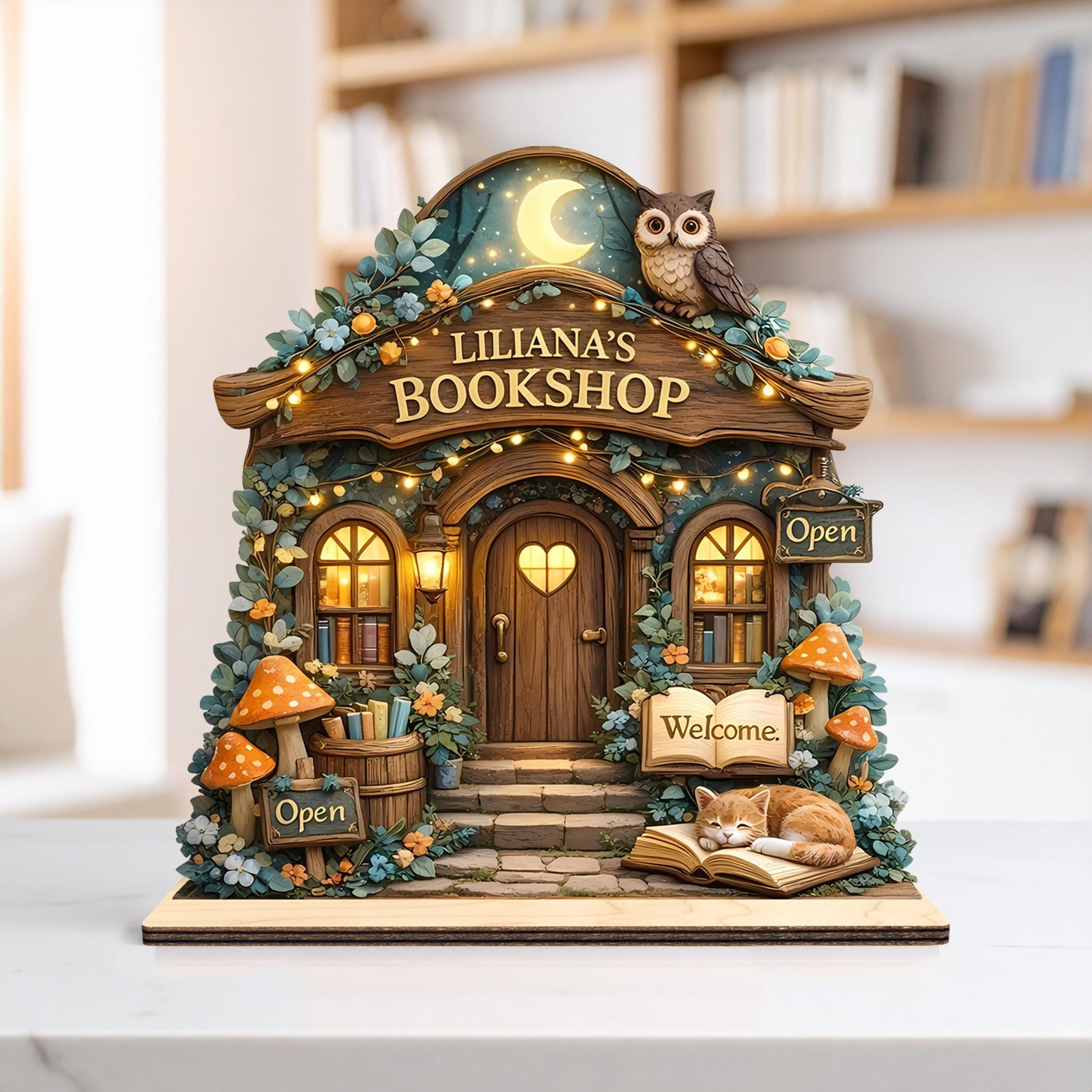 Custom Vintage Floral Bookstore Wooden Block, Bookshop Decor, Custom Book Lover & Reader Gift, Bookshelf Decore, Library Decor, Bookish Gift