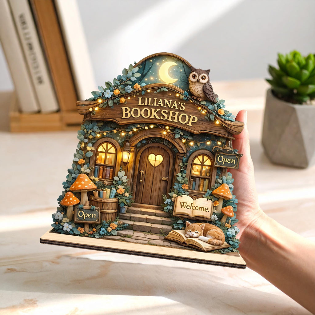 Custom Vintage Floral Bookstore Wooden Block, Bookshop Decor, Custom Book Lover & Reader Gift, Bookshelf Decore, Library Decor, Bookish Gift