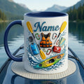 Personalized Kayaking Mug 3D, Custom Name Coffee Cup, Outdoor Adventure Lover Gift