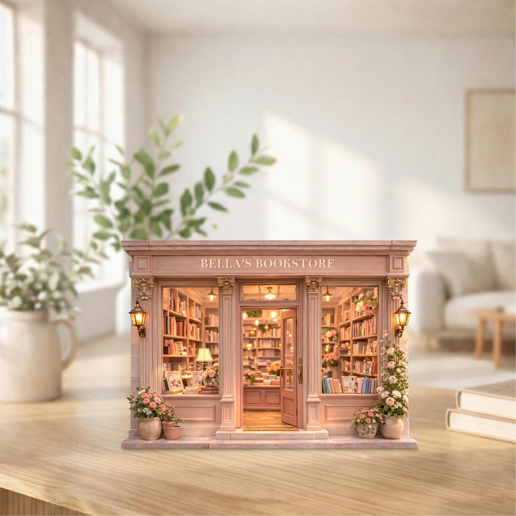 Personalized Bookshop Wooden Block, Custom Bookstore Storefront Shelf Sitter, Reading Nook Bookshelf Decor, Book Lover Gift
