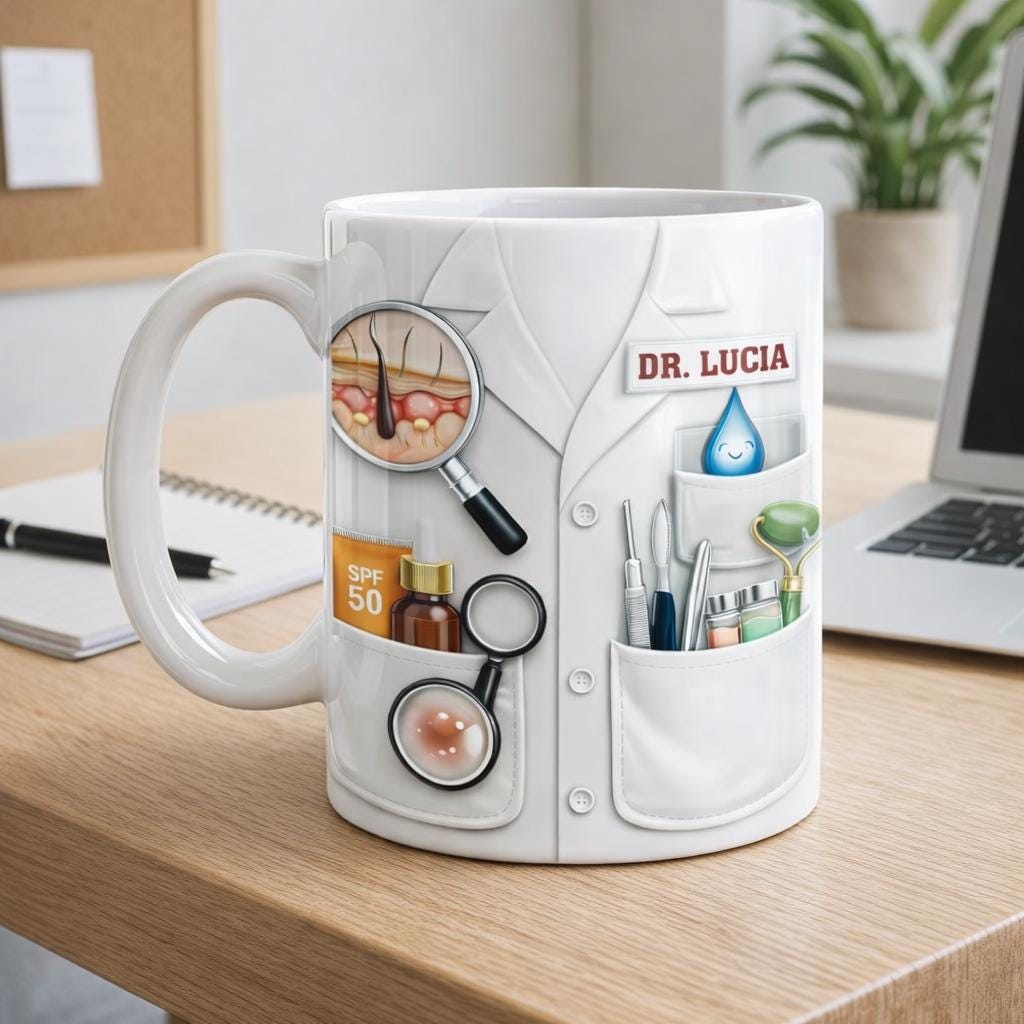 Personalized Dermatologist Mug, Custom Name Skincare Doctor Mug, Medical Coffee Mug, Esthetician Gift, Skin Care Lover Gift, Doctor Gift