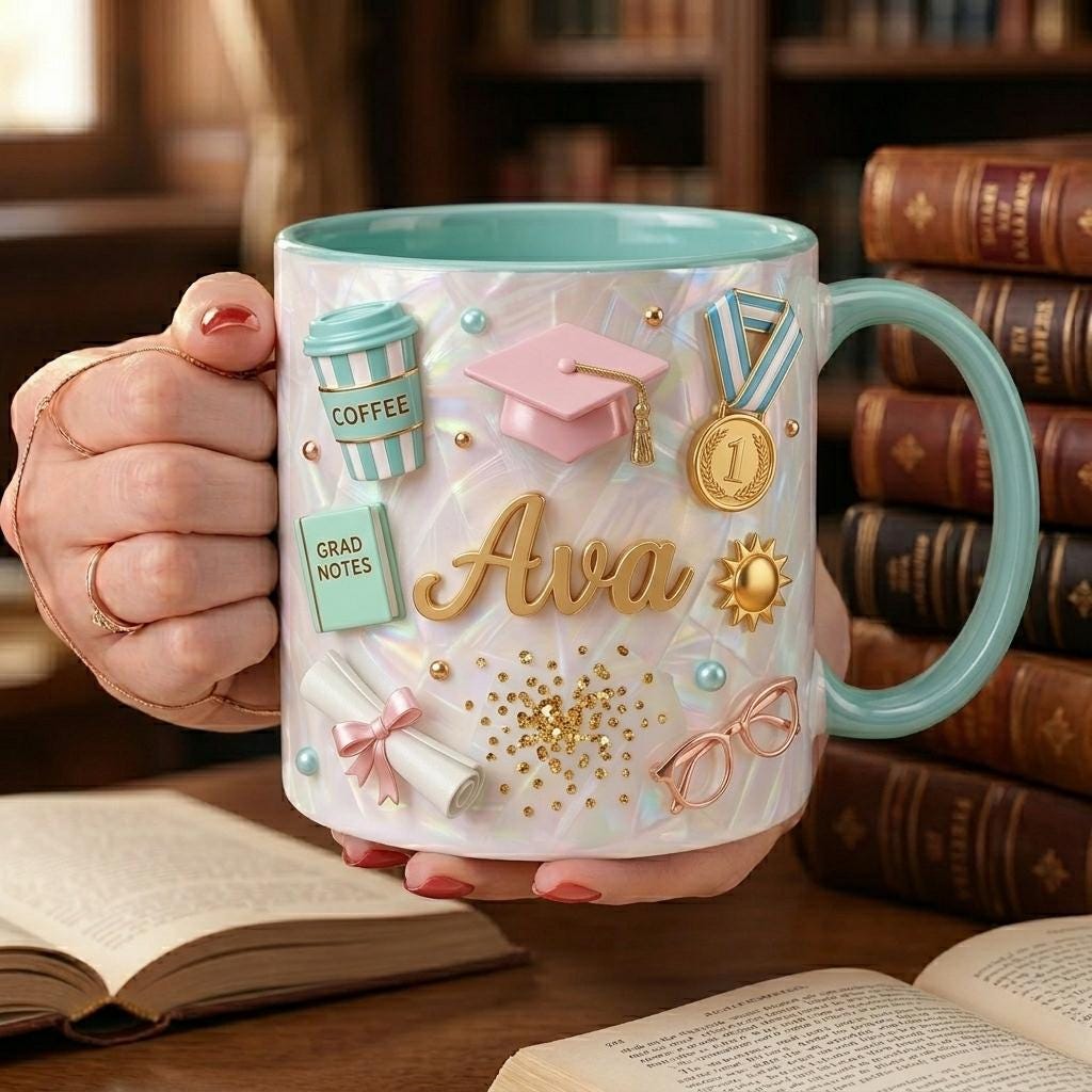 Personalized Graduation Mug with Name, Custom Grad Coffee Mug, College Graduate Gift, Class of 2026 Gift, Cute Student Mug