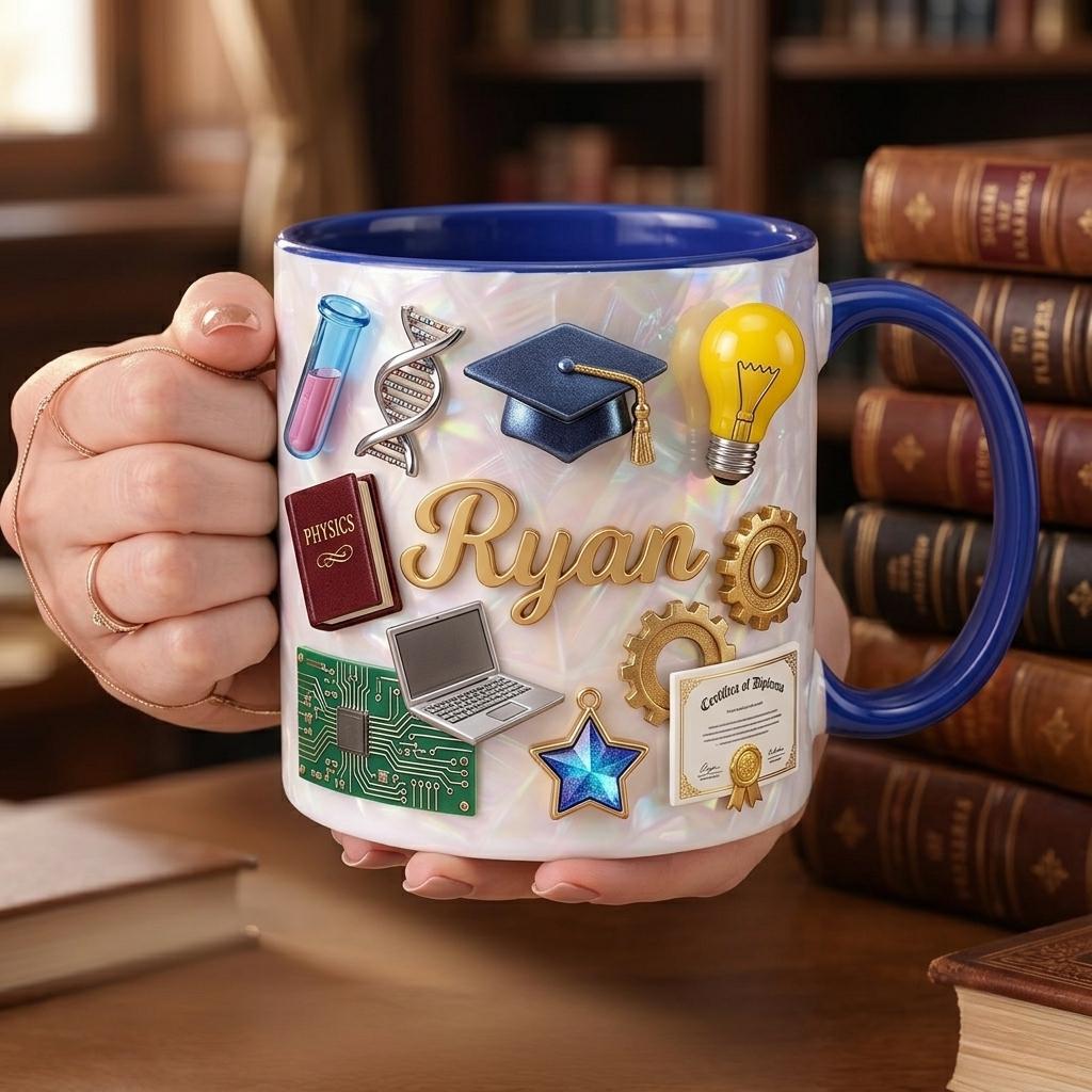 Personalized STEM Graduation Mug with Name, Custom Science Graduate Coffee Mug, Engineering Student Gift, Class of 2026 Grad Gift