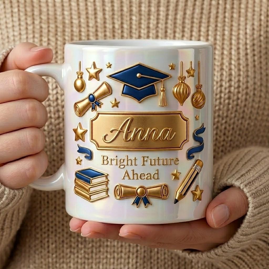 Personalized Graduation Ceramic Mug, Custom Bright Future Ahead Design, College Senior Gift Keepsake