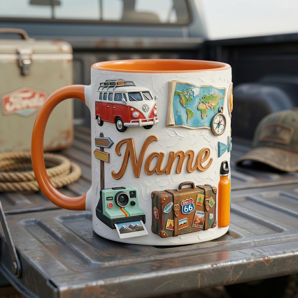 Road Trip Mug 3D, Faux Oil Painting Effect, Scenic Route Coffee Cup, Travel Gift, Wanderlust Mug