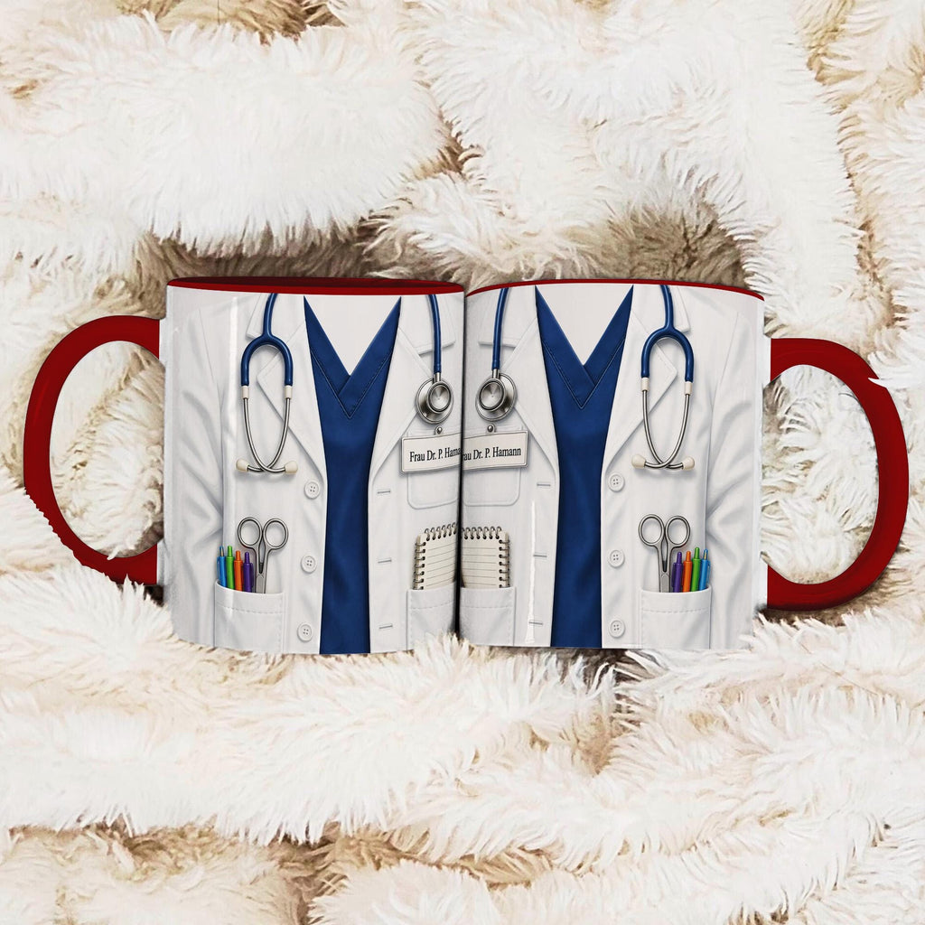 Personalized Doctor Mug Gift, Custom Name Medical Coffee Cup, Stethoscope Scrubs Design, Gift for Doctor Her