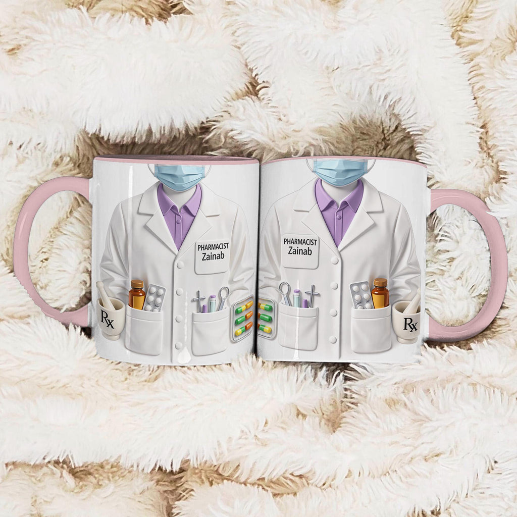 Personalized Pharmacist Mug Gift, Custom Name Pharmacy Coffee Cup, Medical Coat Design, Gift for Pharmacist Her