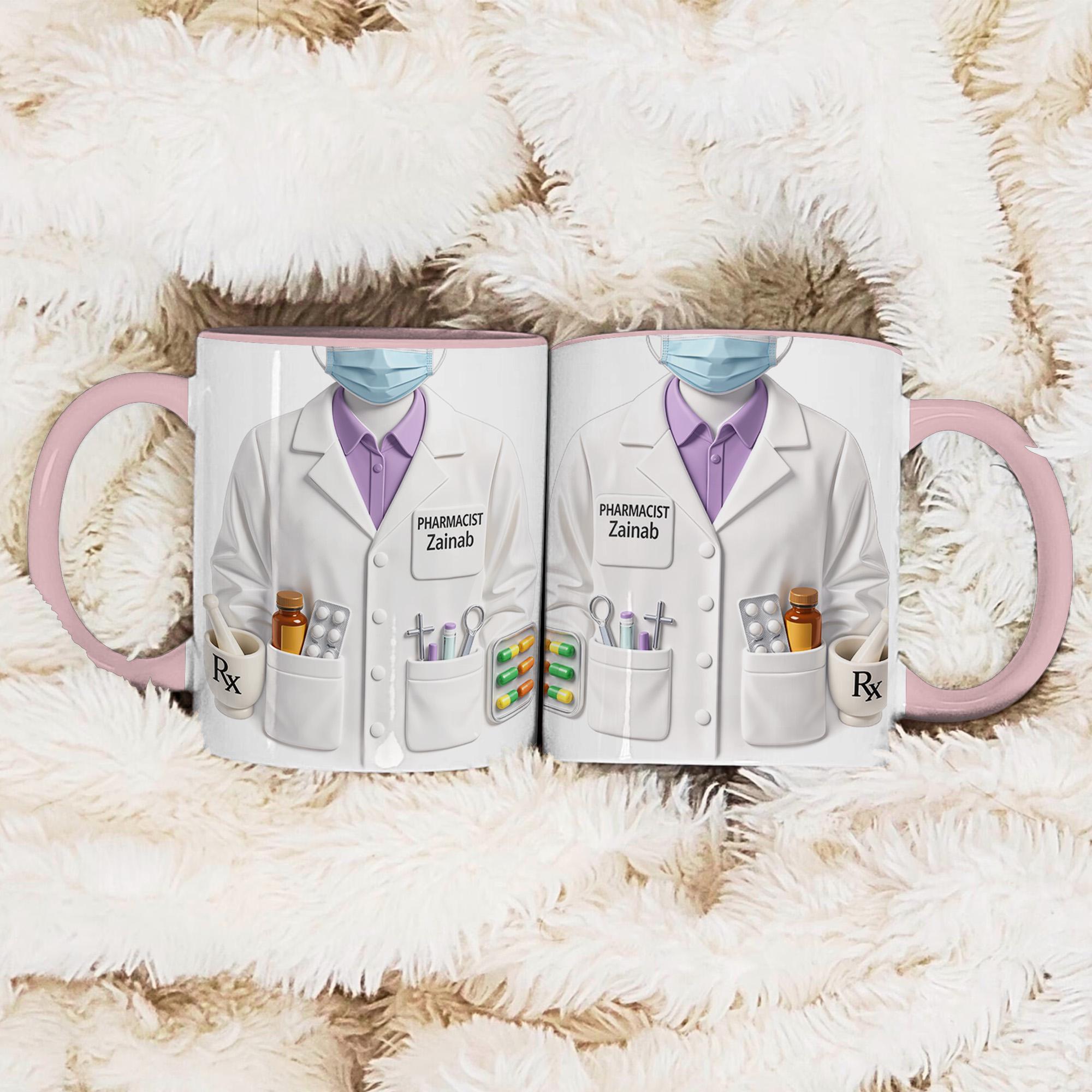Personalized Pharmacist Mug Gift, Custom Name Pharmacy Coffee Cup, Medical Coat Design, Gift for Pharmacist Her