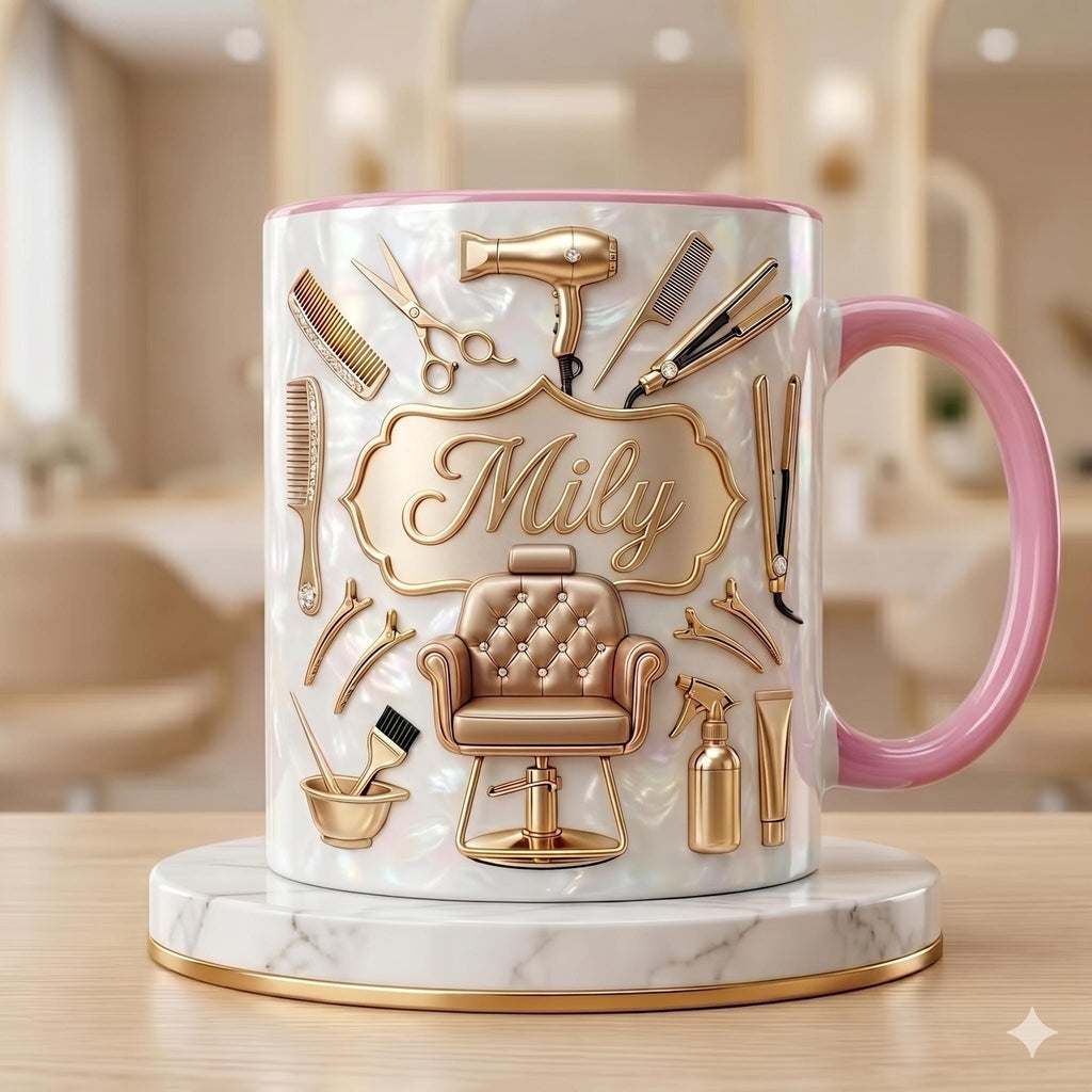 Personalized Hair Stylist 3D Effect Coffee Mug , Custom Hairdresser Coffee Cup, Gift for Salon Owner, Birthday Gift for Her, Grad Gifts