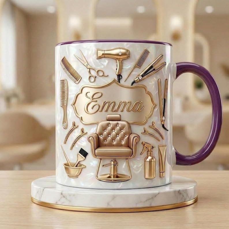 Personalized Hair Stylist 3D Effect Coffee Mug , Custom Hairdresser Coffee Cup, Gift for Salon Owner, Birthday Gift for Her, Grad Gifts