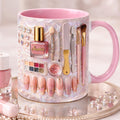 Personalized Nail Tech 2D Mug, Manicurists, Beauty Professionals, Gifts for Nail Lovers, Pink Manicure Tools Coffee Cup for Nail Artists
