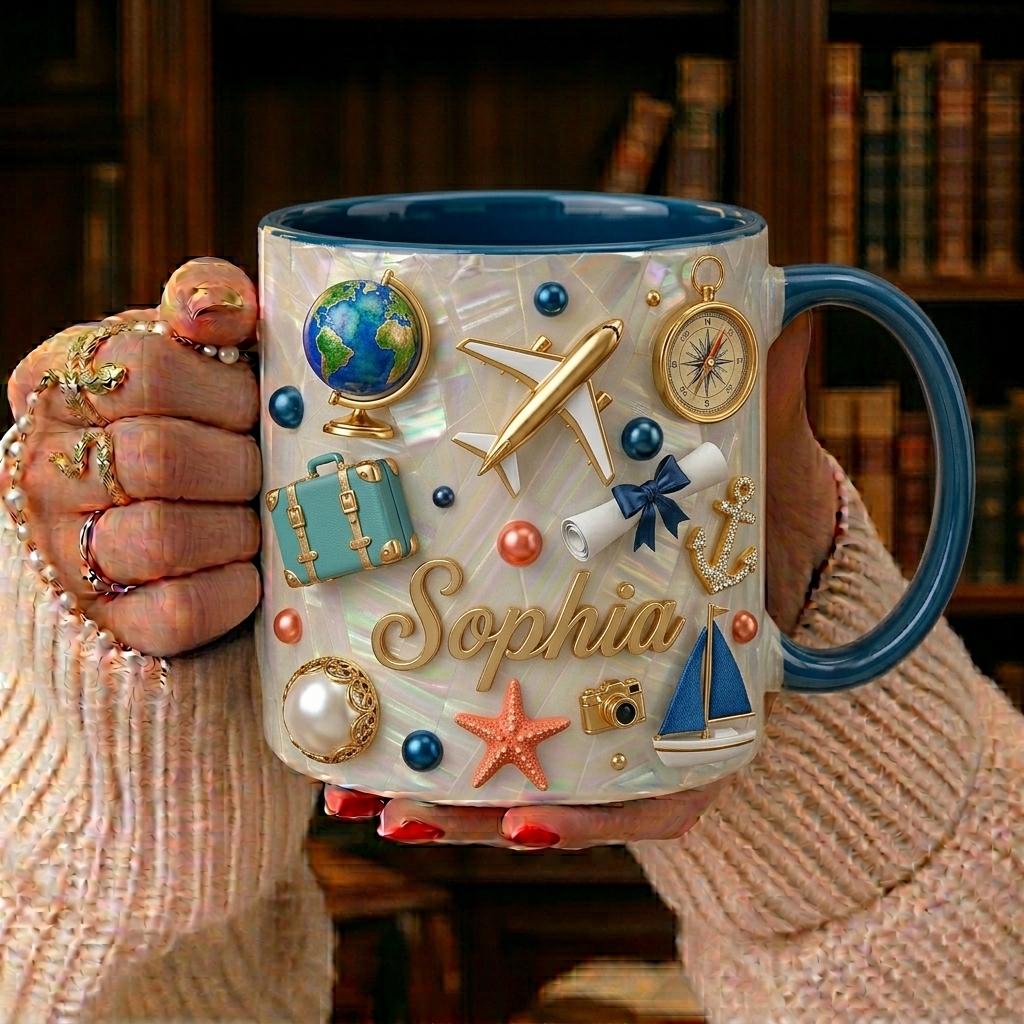 Personalized Travel Mug with Name, Europe Vacation Gift for Her, Paris London Lover Coffee Cup, Custom Wanderlust Mug