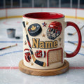 Personalized Ice Hockey Mug 3D, Hockey Fan Gift, Oil Painting Effect Coffee Cup