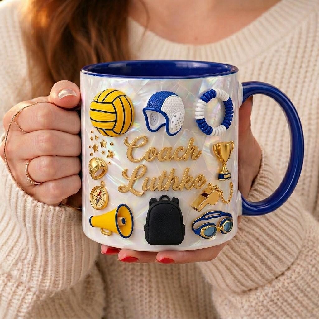 Personalized Water Polo Player Mug, Custom Name Sports Cup, Water Polo Lover Gift, Athlete Gift, Game Day Coffee Mug