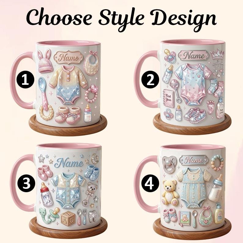 Personalized Baby Mug 3D, New Mom Coffee Cup, Motherhood Keepsake, Ceramic Beverage Mug