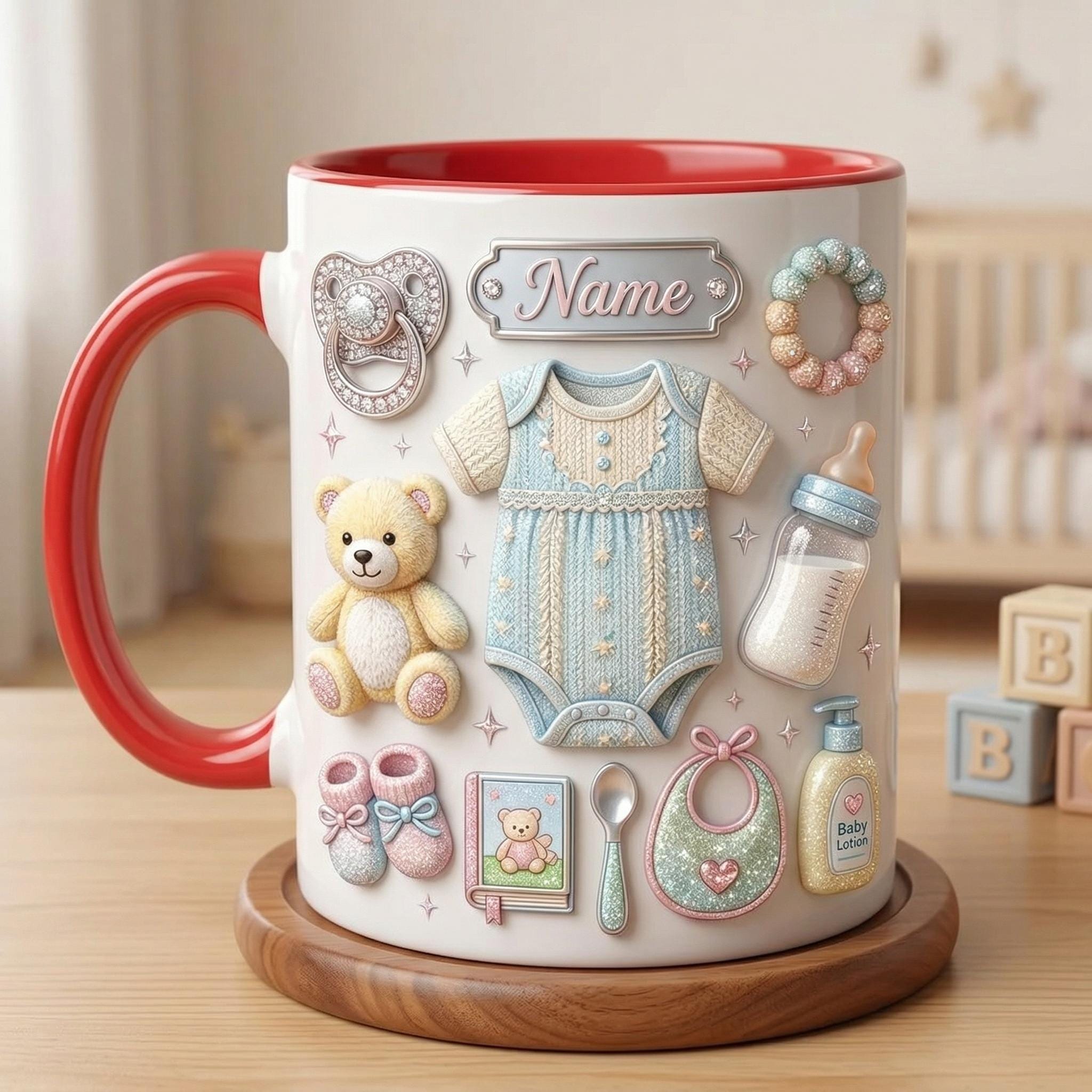 Personalized Baby Mug 3D, New Mom Coffee Cup, Motherhood Keepsake, Ceramic Beverage Mug
