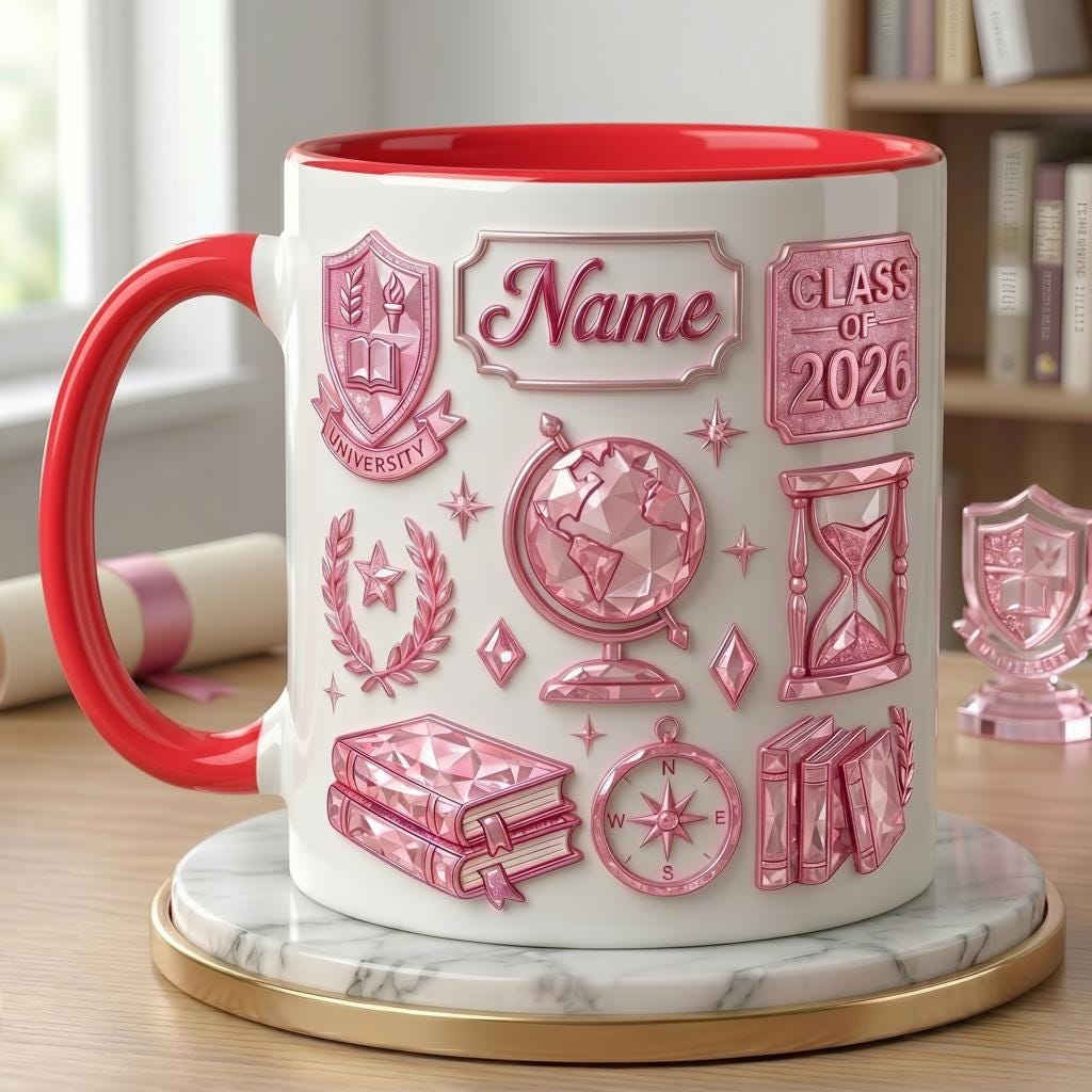 Personalized Graduation Mug 3D, Class of 2026 Custom Name Ceramic Coffee Cup