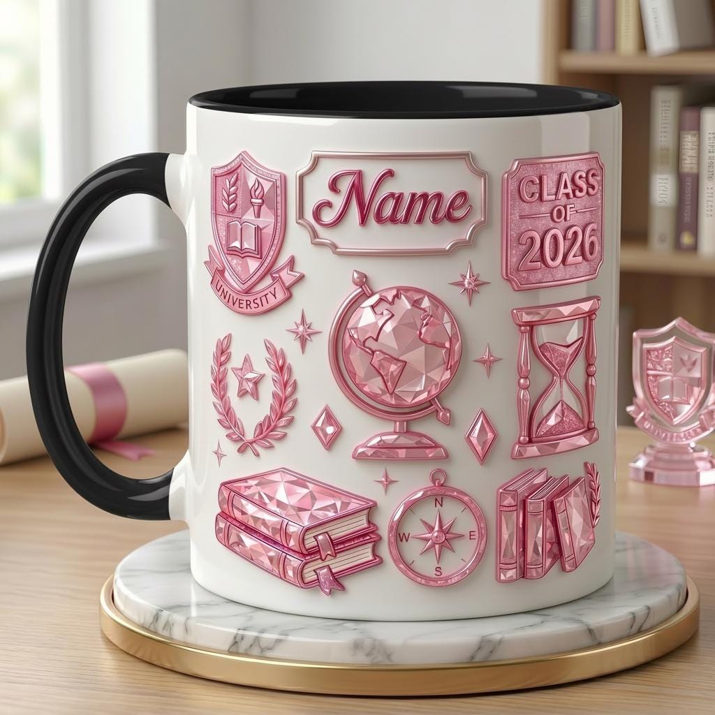 Personalized Graduation Mug 3D, Class of 2026 Custom Name Ceramic Coffee Cup