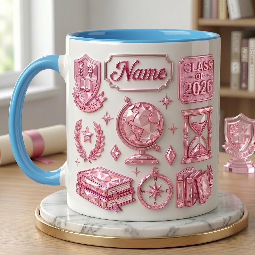 Personalized Graduation Mug 3D, Class of 2026 Custom Name Ceramic Coffee Cup