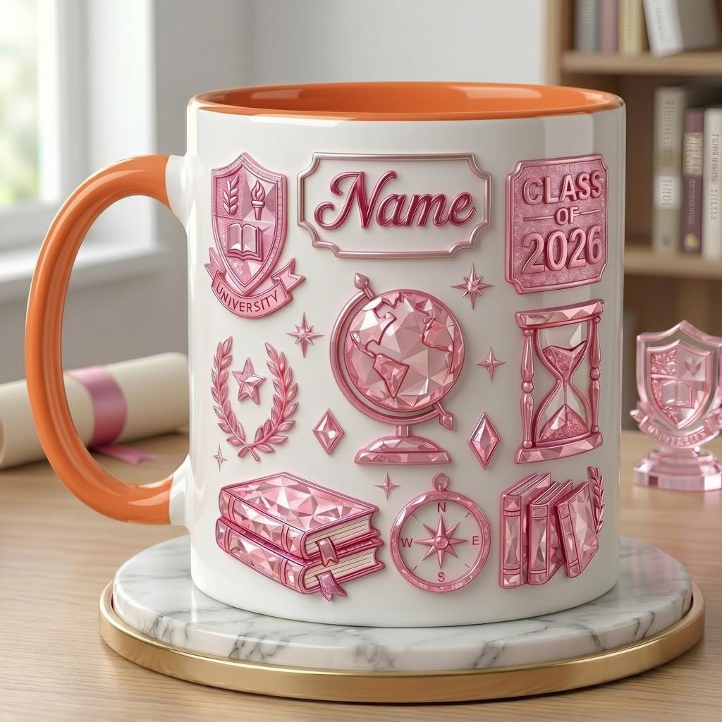 Personalized Graduation Mug 3D, Class of 2026 Custom Name Ceramic Coffee Cup