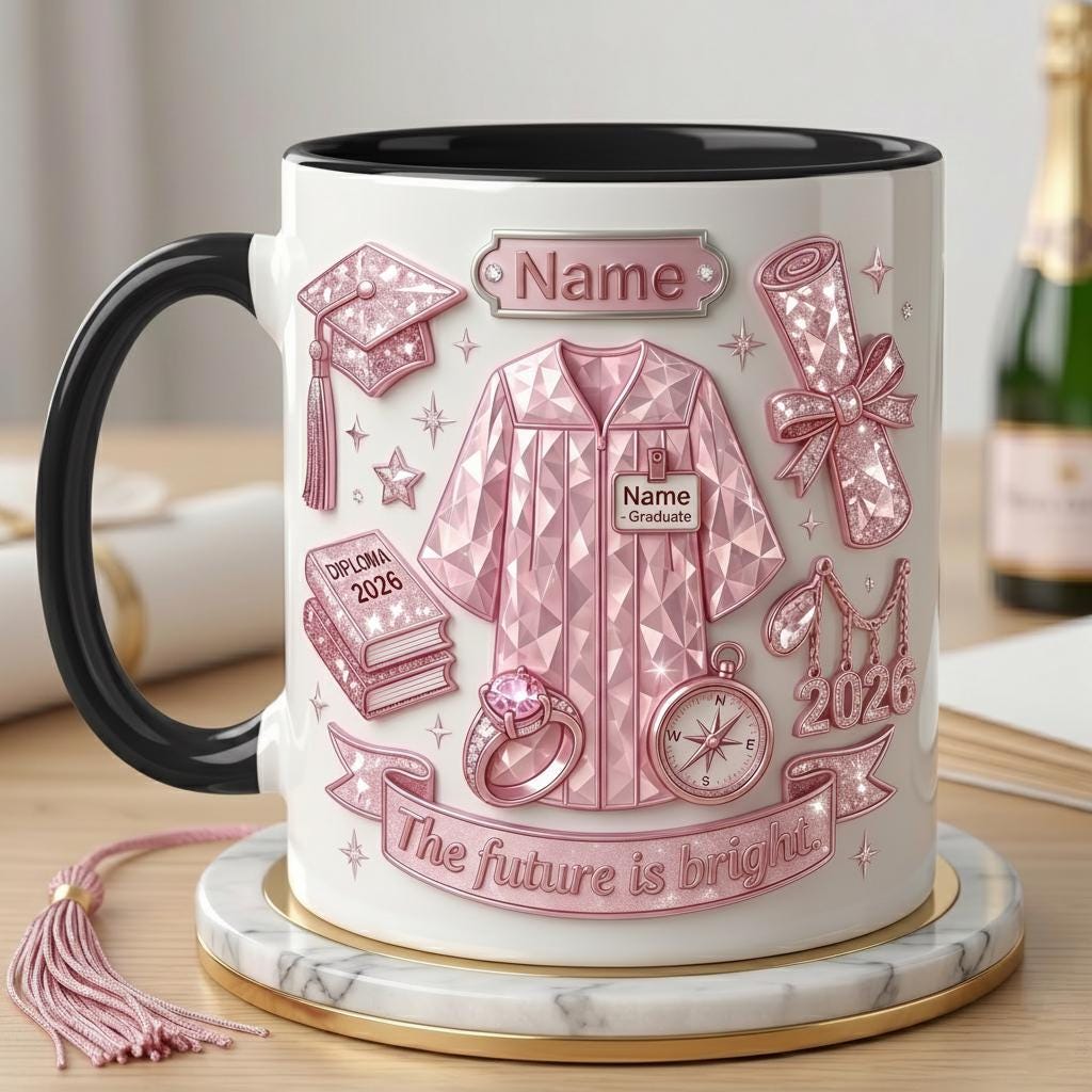 Personalized Graduation Mug Class Of 2026, Faux 3D Effect Mug, Senior Gift Keepsake