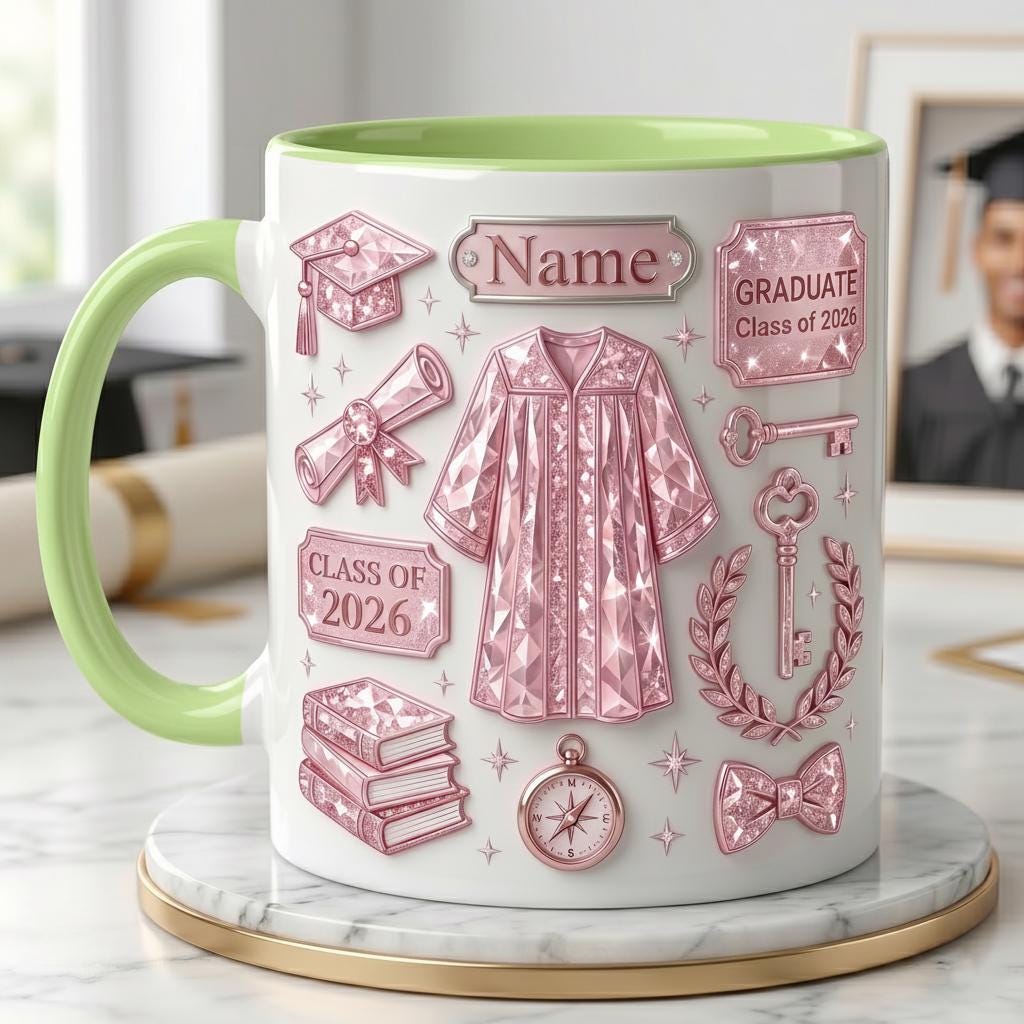 Personalized Graduation Mug Class Of 2026 Custom Name, Faux 3D Effect Mug Grad Gift