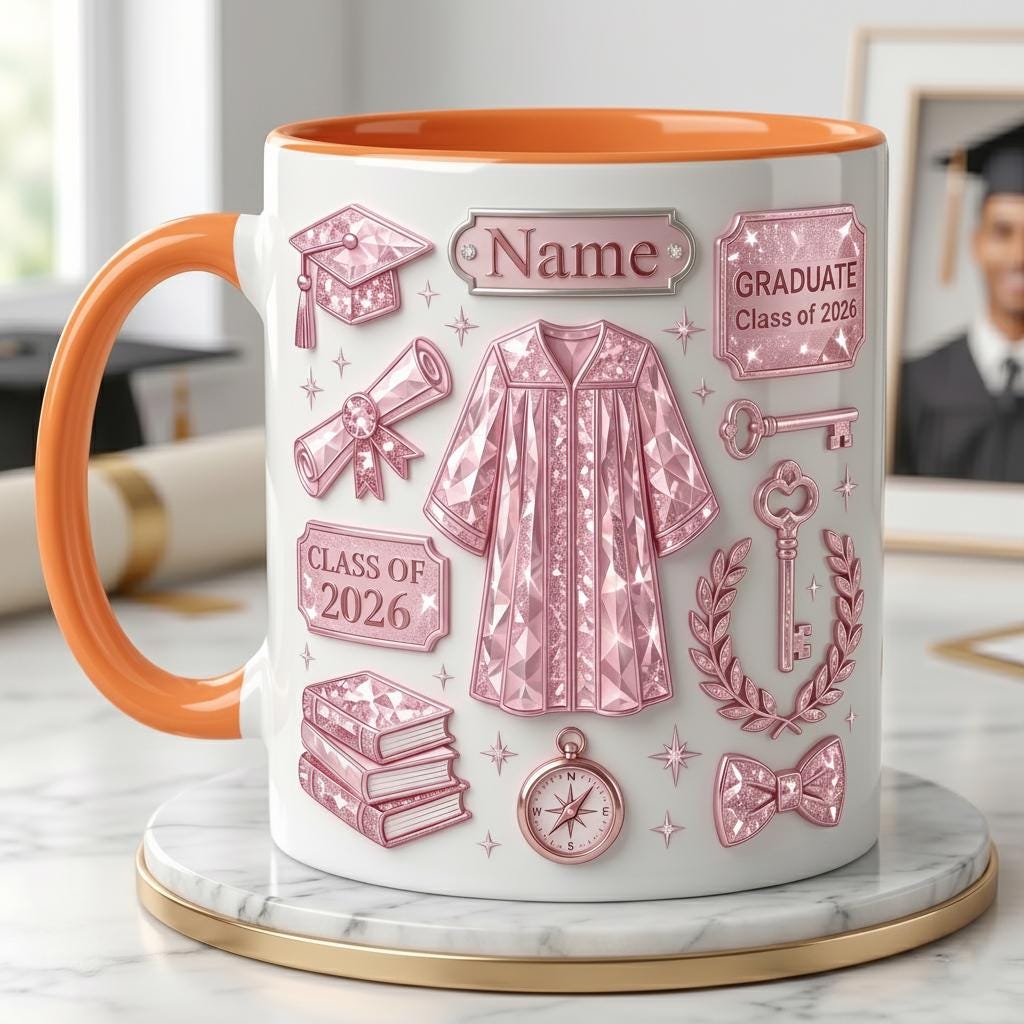 Personalized Graduation Mug Class Of 2026 Custom Name, Faux 3D Effect Mug Grad Gift