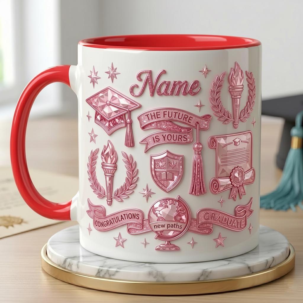 Personalized Graduation Mug, Class Of 2026, Faux 3D Effect, College Grad Gift