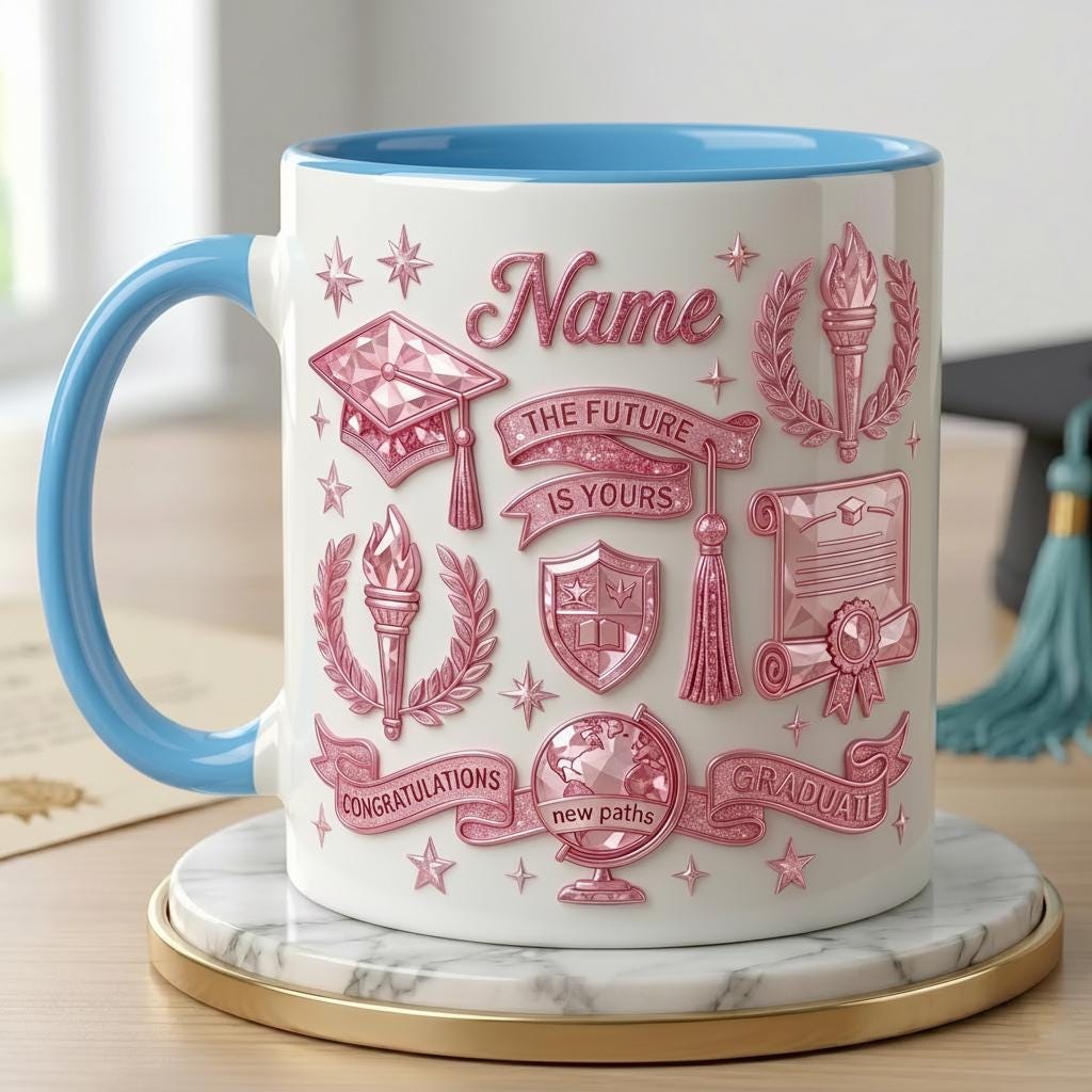 Personalized Graduation Mug, Class Of 2026, Faux 3D Effect, College Grad Gift