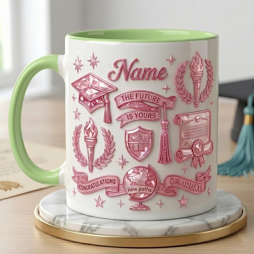 Personalized Graduation Mug, Class Of 2026, Faux 3D Effect, College Grad Gift