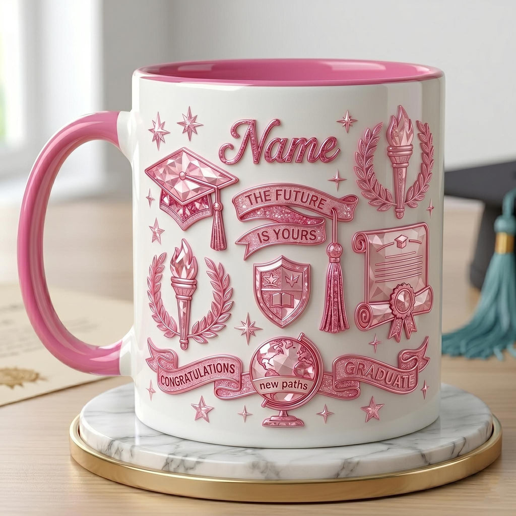 Personalized Graduation Mug, Class Of 2026, Faux 3D Effect, College Grad Gift